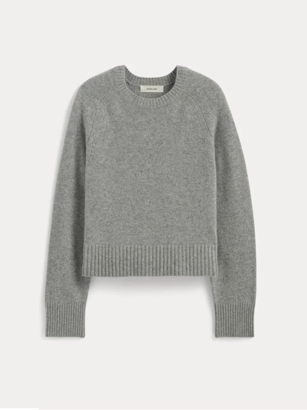 NWOT EVERLANE Boxy Cashmere Crew Sweater in Lt Heather Grey Size Small